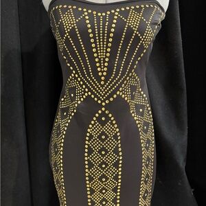 Elegant Black and Gold Studded Dress
